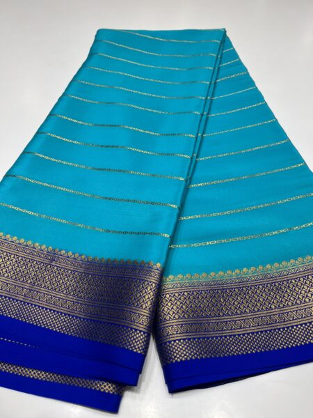 Blue with ink blue Mysore silk crepe saree