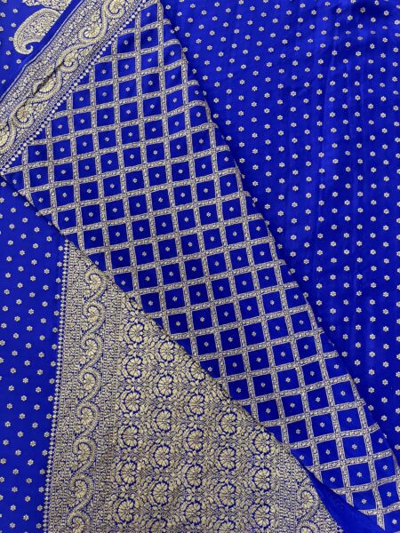 Royal blue Banarasi Crepe saree