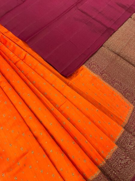 Orange & Manjenta Matka Banarasi saree