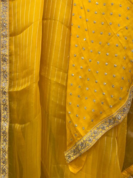 Yellow Organza silk saree