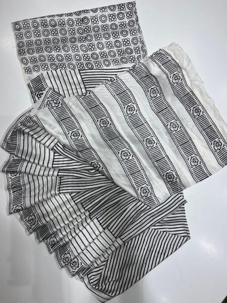 White & black Ajrakh saree