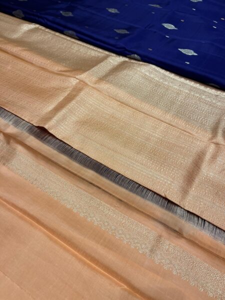 Royal blue orange & pink Kanjevaaram Traditional saree