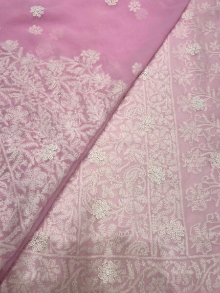 Pink Chikankari saree